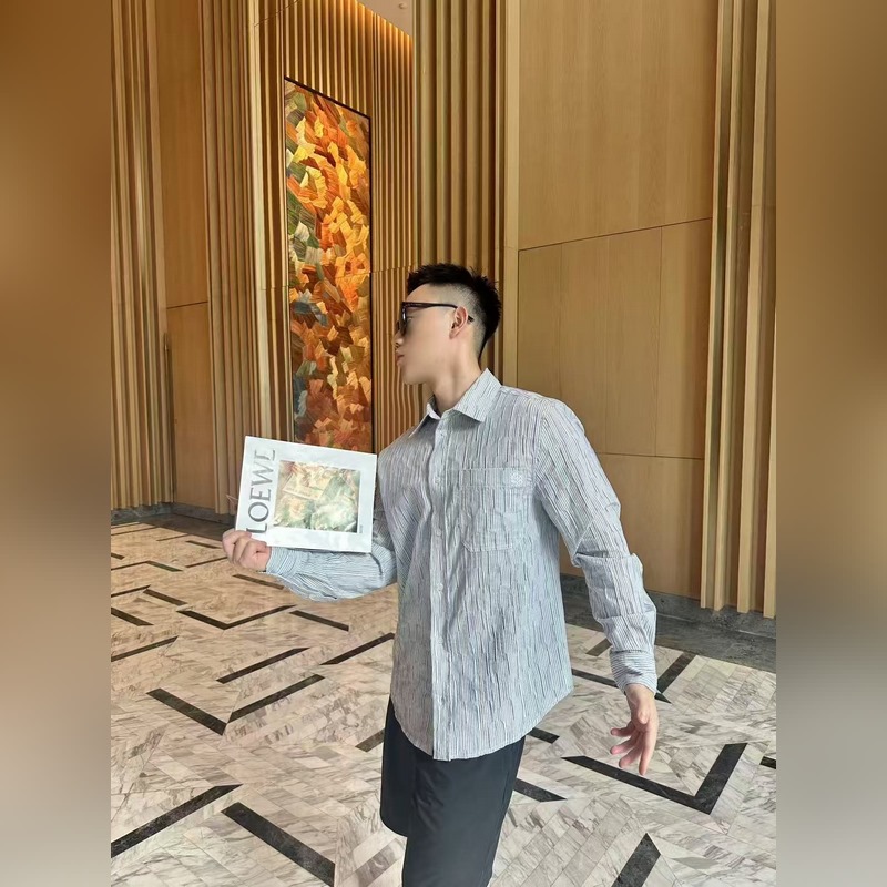 羅意威 。LOEWE 26ss輕質紋理條紋刺繡襯衫 正品5609購入 定制全棉