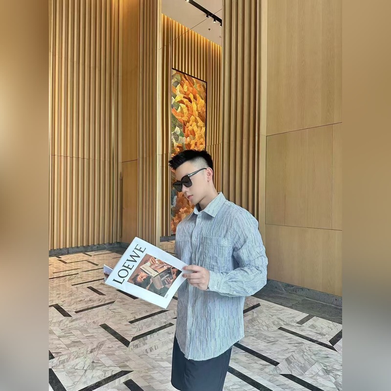 羅意威 。LOEWE 26ss輕質紋理條紋刺繡襯衫 正品5609購入 定制全棉