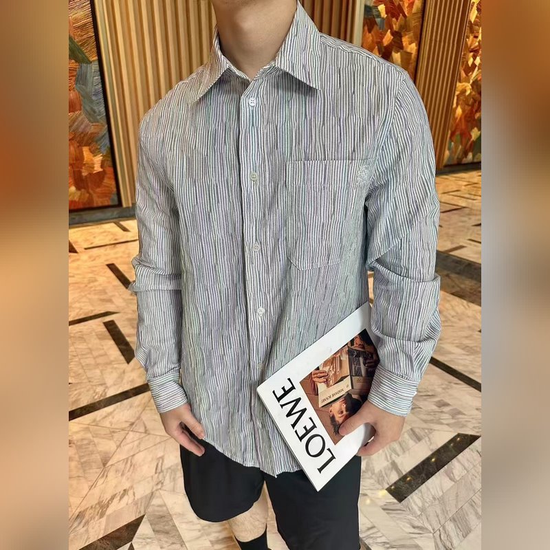 羅意威 。LOEWE 26ss輕質紋理條紋刺繡襯衫 正品5609購入 定制全棉