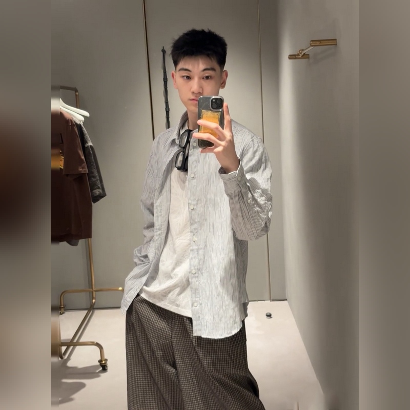 羅意威 。LOEWE 26ss輕質紋理條紋刺繡襯衫 正品5609購入 定制全棉