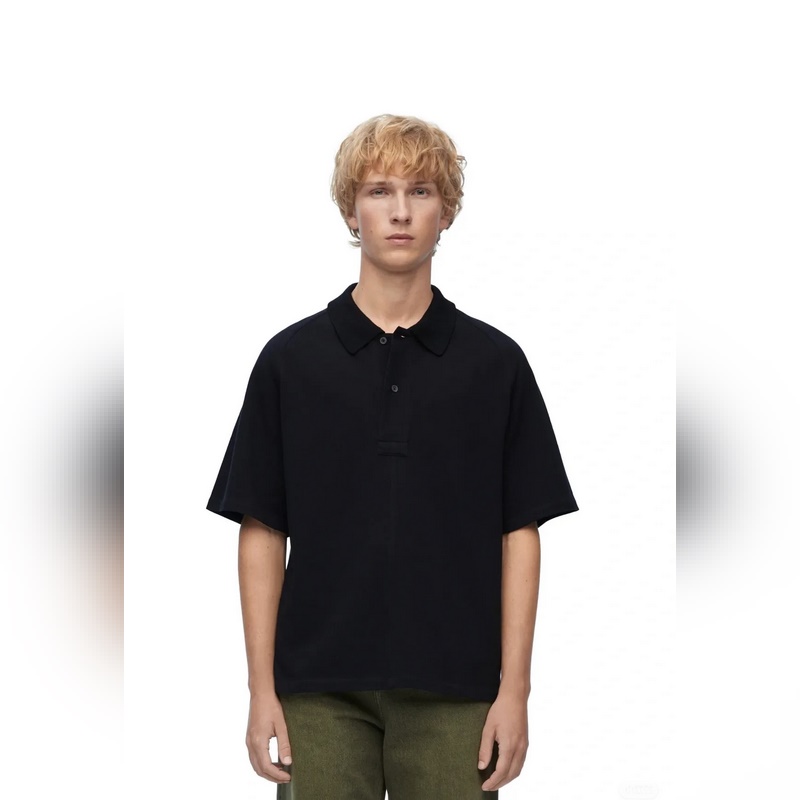 LOEWE 羅意威新款寬松POLO 珠地複合面料 拼接剪裁上身自帶線條感 時尚寬