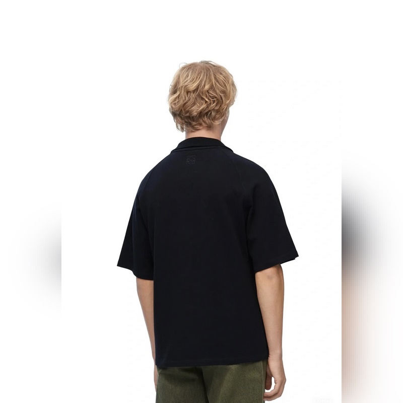 LOEWE 羅意威新款寬松POLO 珠地複合面料 拼接剪裁上身自帶線條感 時尚寬