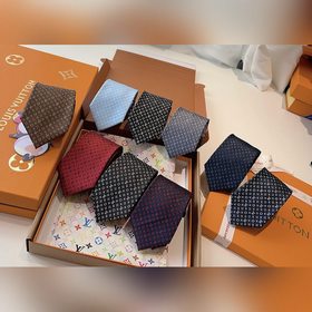 LV老花領帶 ，路易威登經典領帶 老花提花設計，男士必備單品超時尚！高端品質 版