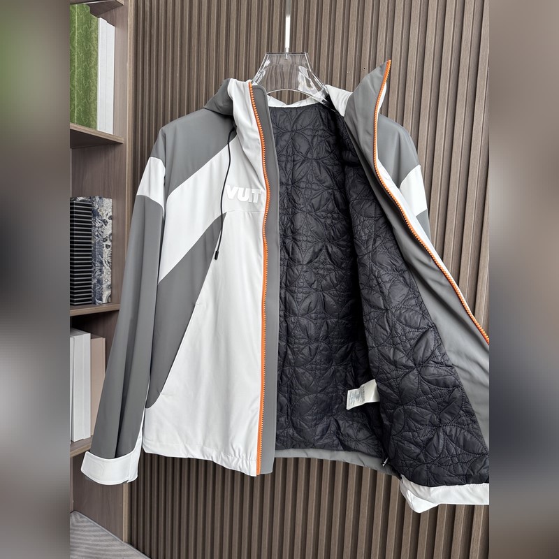 (淺灰~)LVLouis Vuitton25FW秋冬新款戶外連帽棉服沖鋒衣 進口