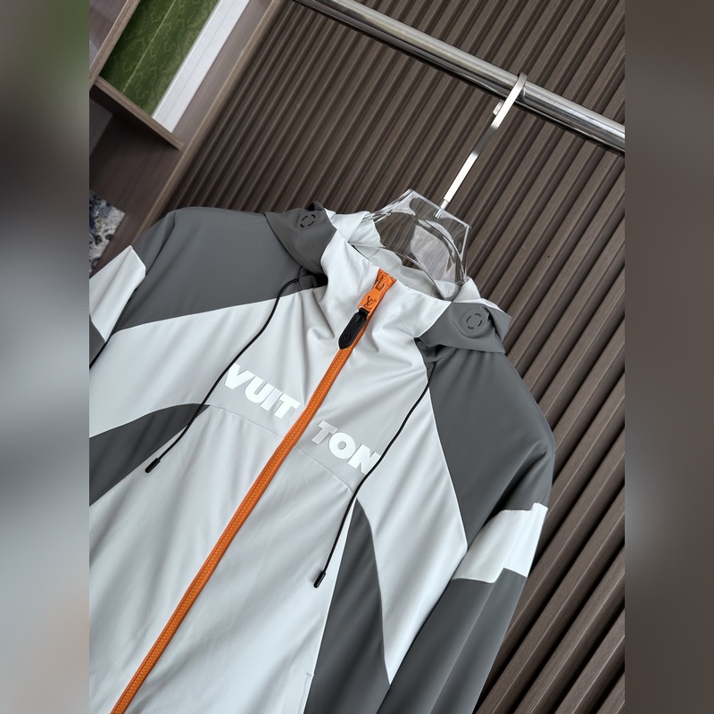 (淺灰~)LVLouis Vuitton25FW秋冬新款戶外連帽棉服沖鋒衣 進口