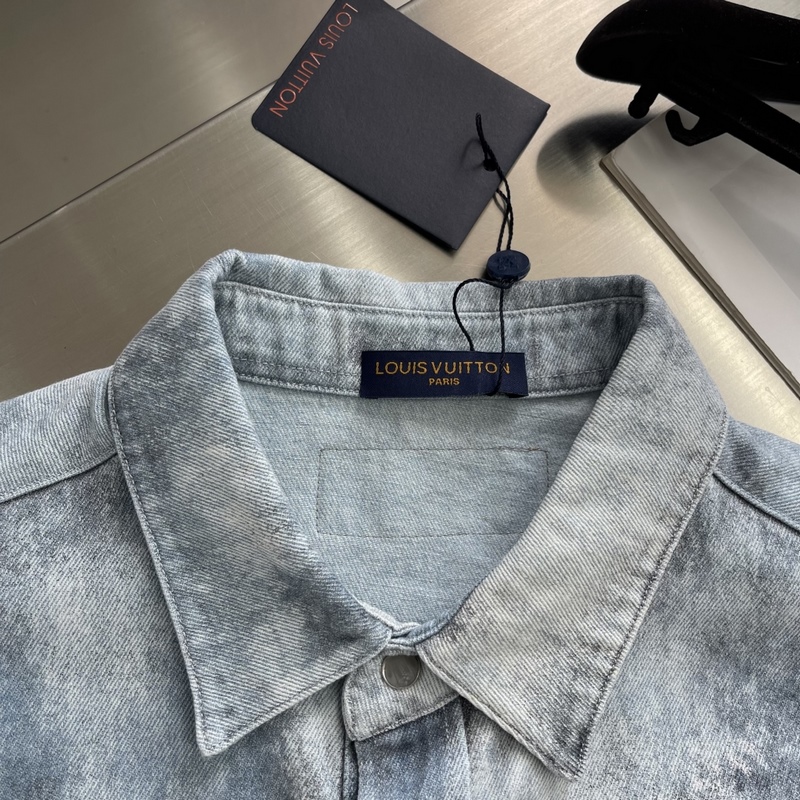 -Louis Vuitton 條紋水墨渲染印花丹甯牛仔長袖襯衫外套 定制高克