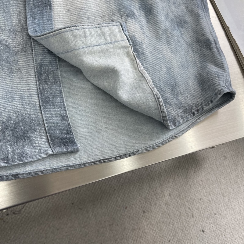 -Louis Vuitton 條紋水墨渲染印花丹甯牛仔長袖襯衫外套 定制高克