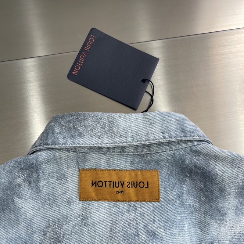 -Louis Vuitton 條紋水墨渲染印花丹甯牛仔長袖襯衫外套 定制高克