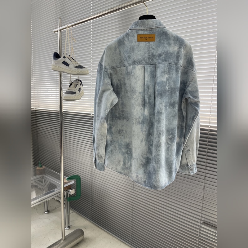 -Louis Vuitton 條紋水墨渲染印花丹甯牛仔長袖襯衫外套 定制高克