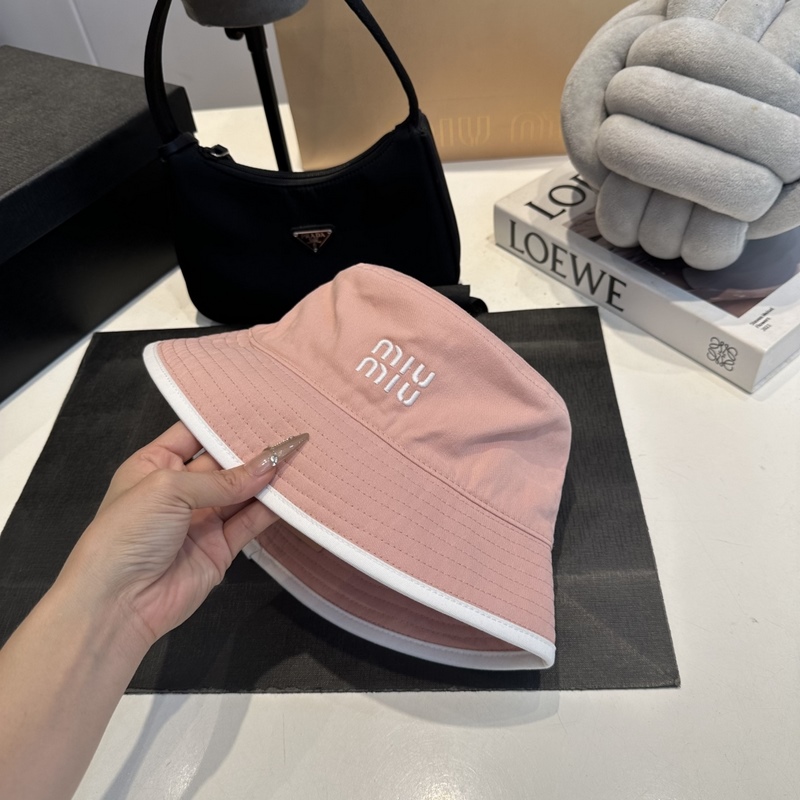 miumiu繆繆26ss新款帆布漁夫帽 雙面學院風漁夫帽，清新文藝配包裝