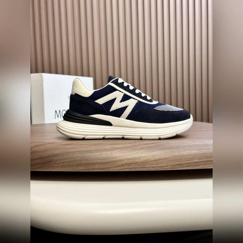 Moncler蒙口 男鞋運(yùn)動鞋，進(jìn)口牛皮面、氯丁橡膠 各種材質(zhì)拼接打造，鞋面采用