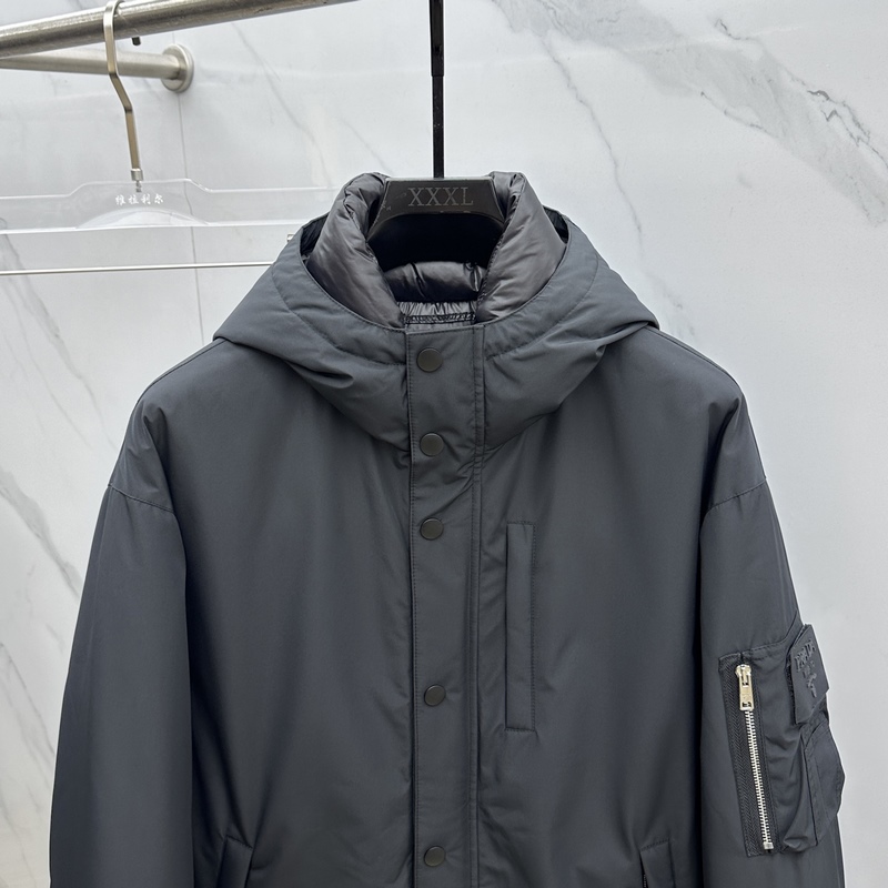 羽絨服 Prada*普拉達 2026秋冬新款男士連帽羽絨服外套，高定面料 國標9