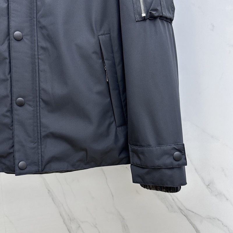 羽絨服 Prada*普拉達 2026秋冬新款男士連帽羽絨服外套，高定面料 國標9