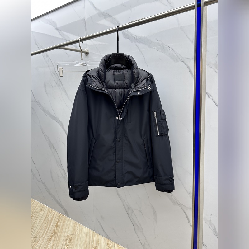 羽絨服 Prada*普拉達 2026秋冬新款男士連帽羽絨服外套，高定面料 國標9