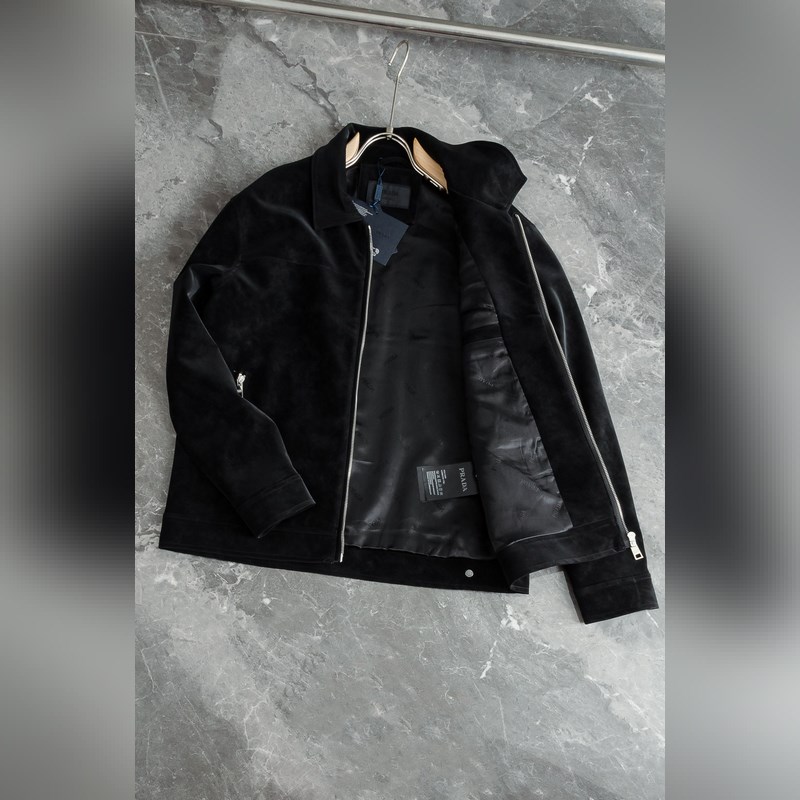 Prada 普拉達 2026FW新品進口仿麂皮絨面料經典翻領男士夾克外套#Ken