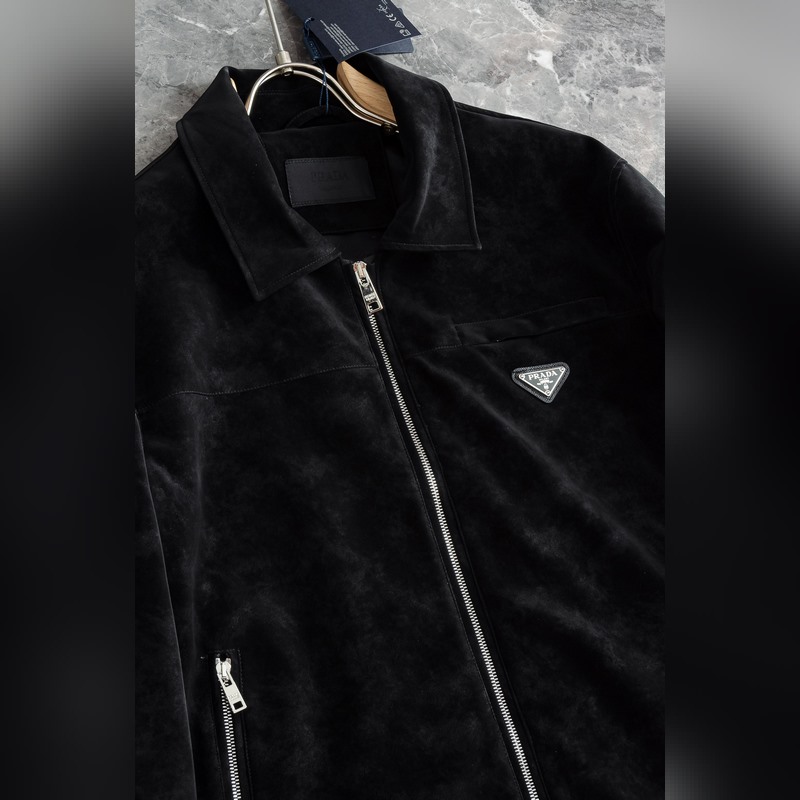 Prada 普拉達 2026FW新品進口仿麂皮絨面料經典翻領男士夾克外套#Ken