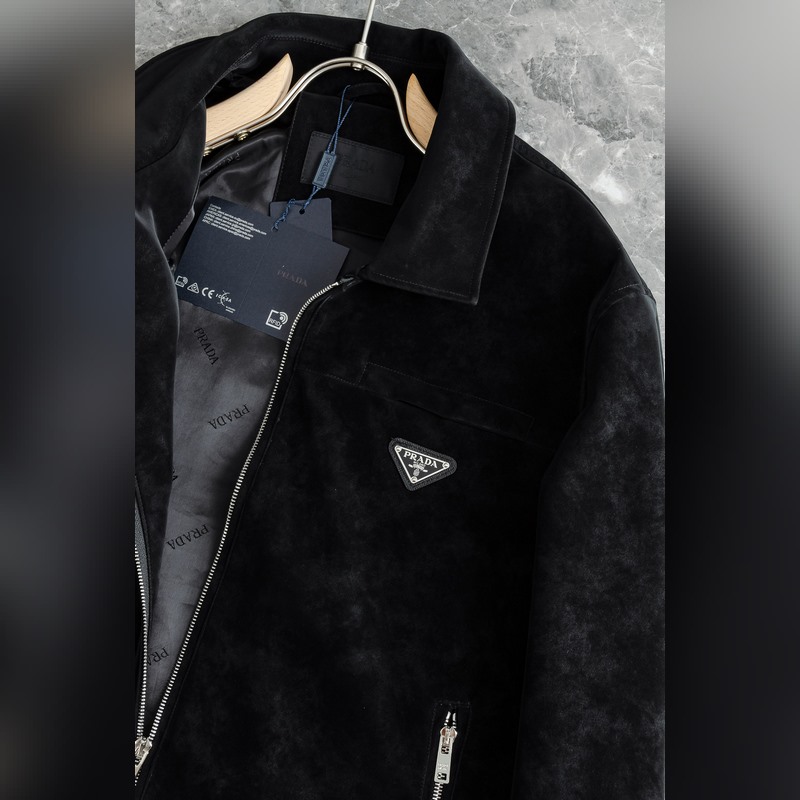 Prada 普拉達 2026FW新品進口仿麂皮絨面料經典翻領男士夾克外套#Ken
