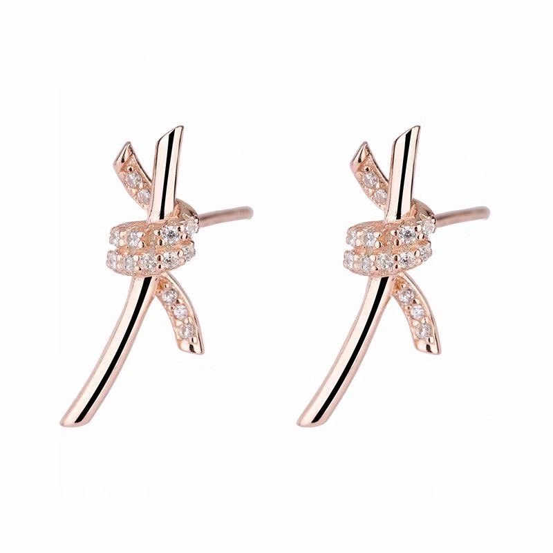 蒂芙尼繩結鑲鑽打結耳釘