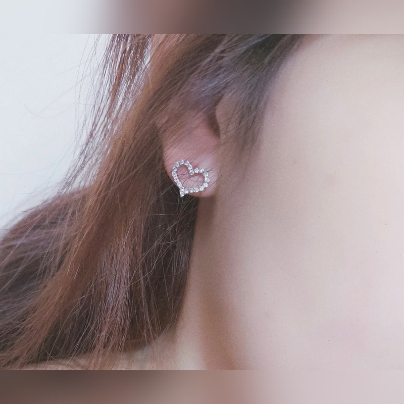 高版本，下血本 采用5A高碳鑽，蒂芙尼愛心心形耳釘 定制獨家精切160道切割工藝