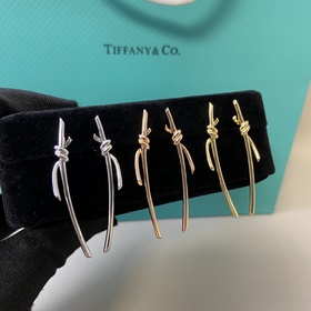 蒂芙尼耳釘 新品大號扭結(jié)扭繩光面耳釘