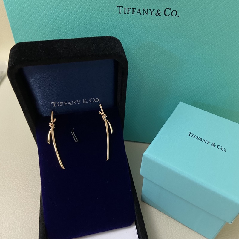 蒂芙尼耳釘 新品大號扭結扭繩光面耳釘