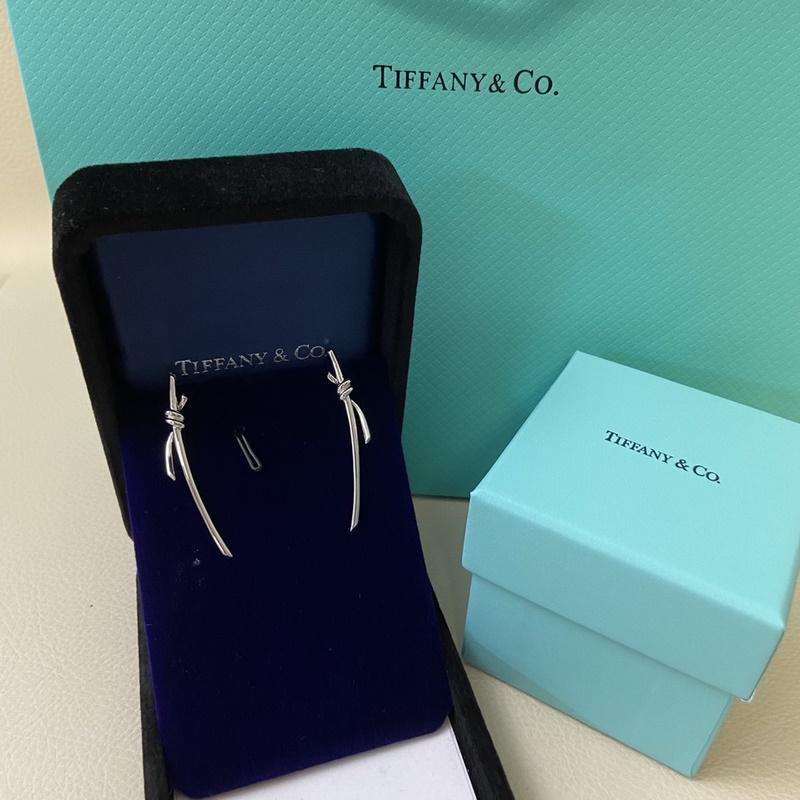 蒂芙尼耳釘 新品大號扭結扭繩光面耳釘
