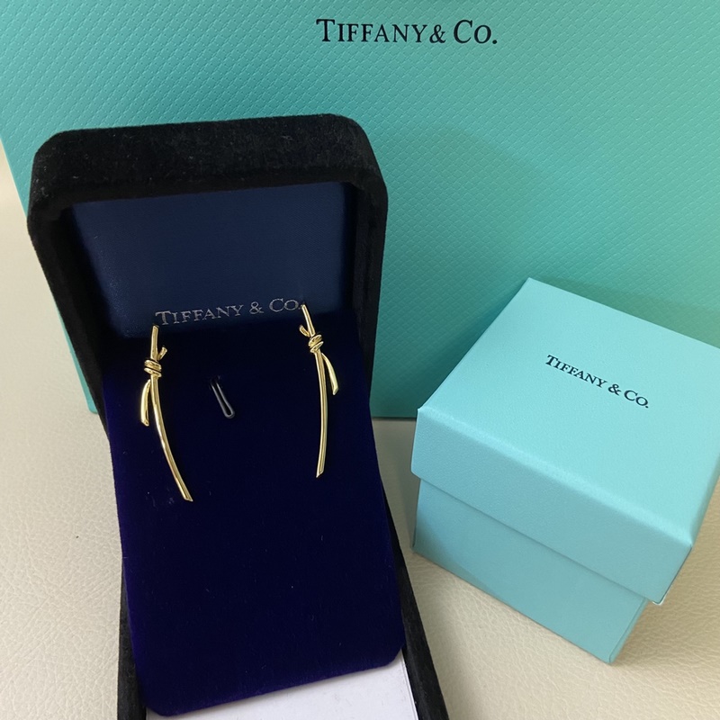 蒂芙尼耳釘 新品大號扭結扭繩光面耳釘