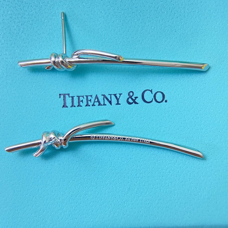 蒂芙尼耳釘 新品大號扭結扭繩光面耳釘