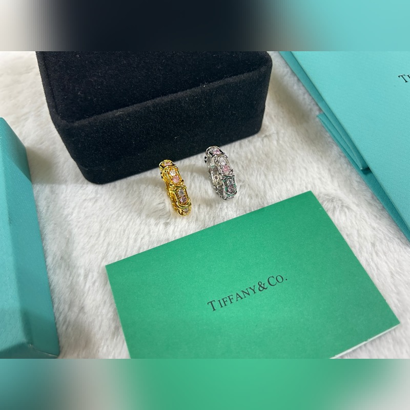 蒂芙尼 Tiffany 十六石交叉戒指 白鑽間粉鑽 碼數：6-9號