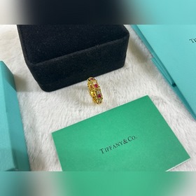 蒂芙尼 Tiffany 十六石交叉戒指 白鑽間紅鑽 碼數(shù)：6-9號
