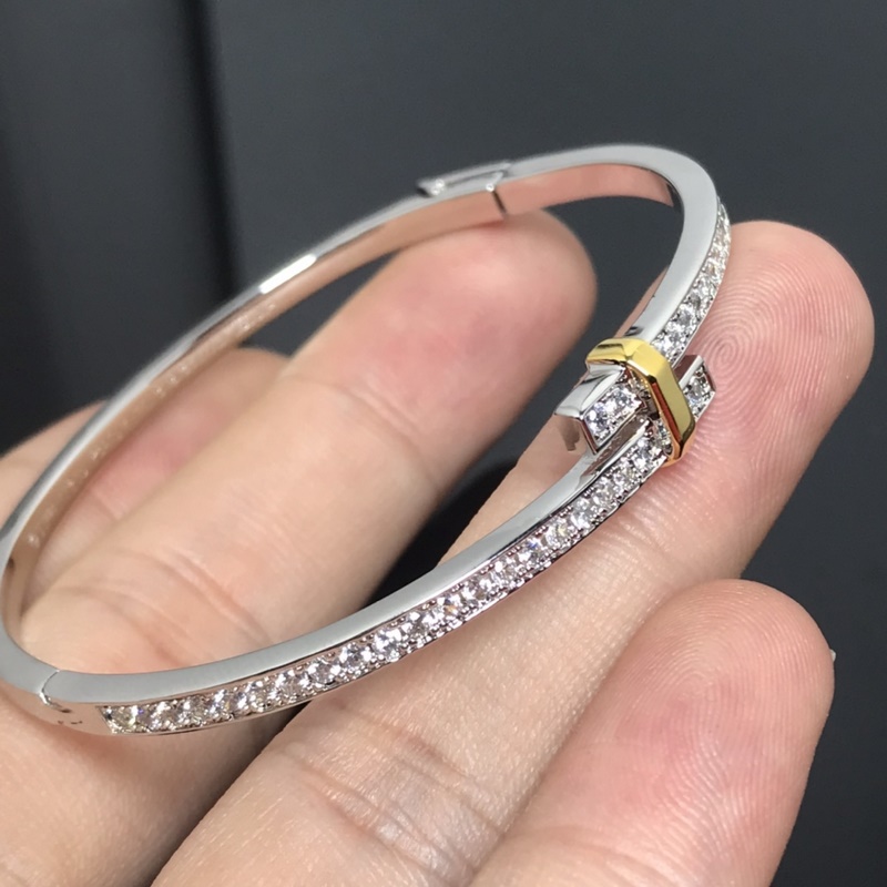 蒂芙尼手鐲 新品EDGE滿鑽分色手鐲