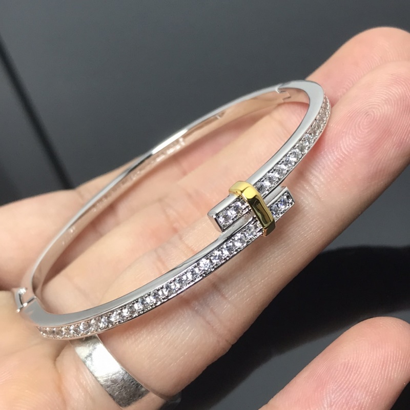 蒂芙尼手鐲 新品EDGE滿鑽分色手鐲