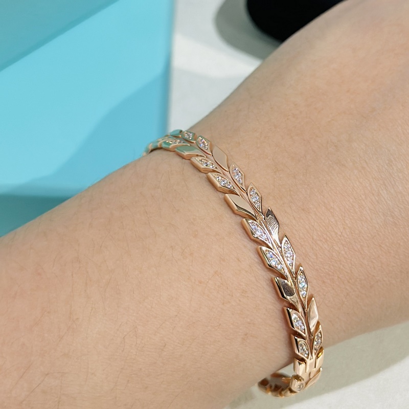 Tiffany 蒂芙尼 新款Paper Flowers花韻系列 葉子 手鐲 電鍍