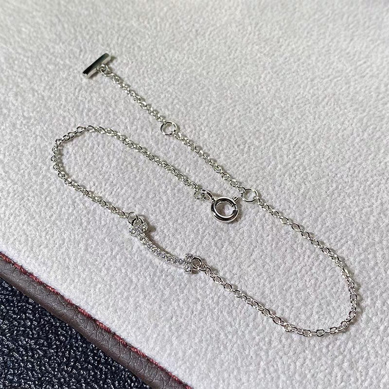 雙T 微笑 蒂芙尼光金笑臉手鍊 光面滿鑽玫瑰金白金黃金現貨供應AB11002 t