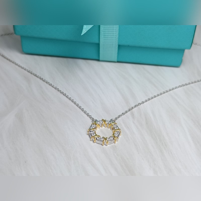 蒂芙尼花環(huán)鑲鑽項鍊 材質(zhì)：s925銀 鍊長45CM