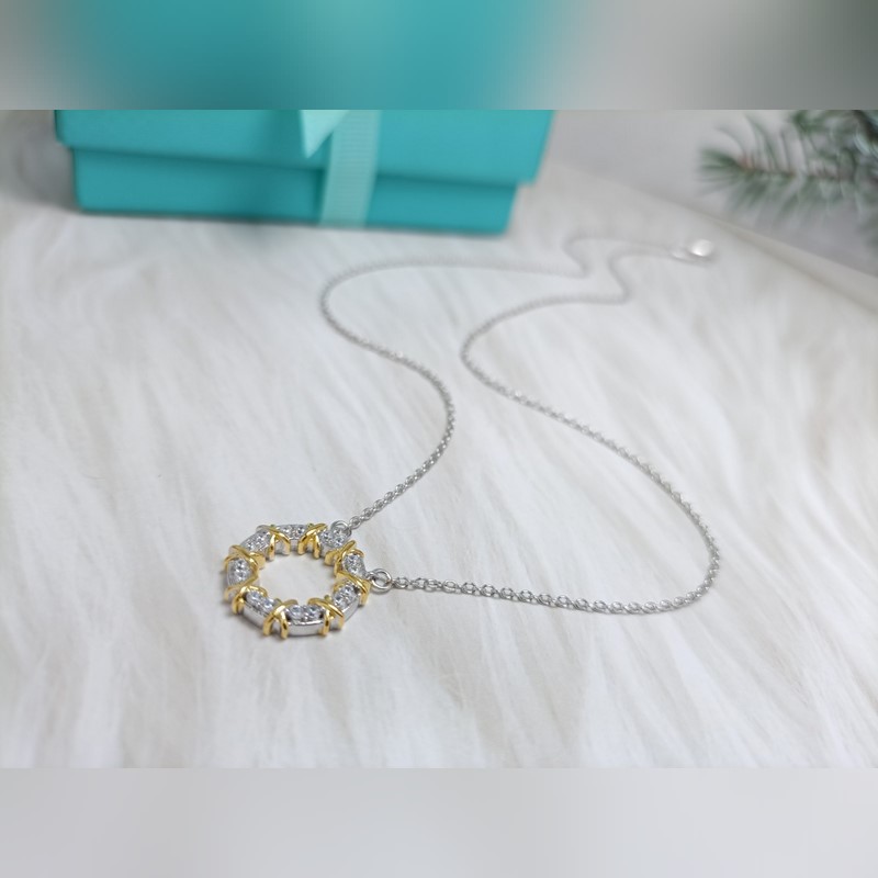 蒂芙尼花環(huán)鑲鑽項鍊 材質(zhì)：s925銀 鍊長45CM