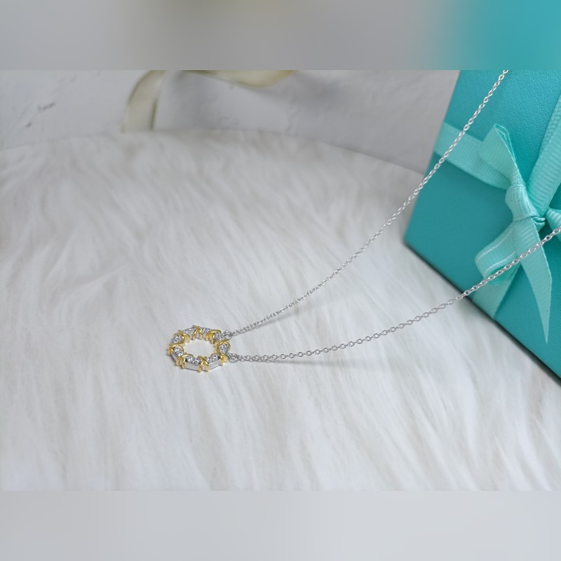 蒂芙尼花環(huán)鑲鑽項鍊 材質(zhì)：s925銀 鍊長45CM