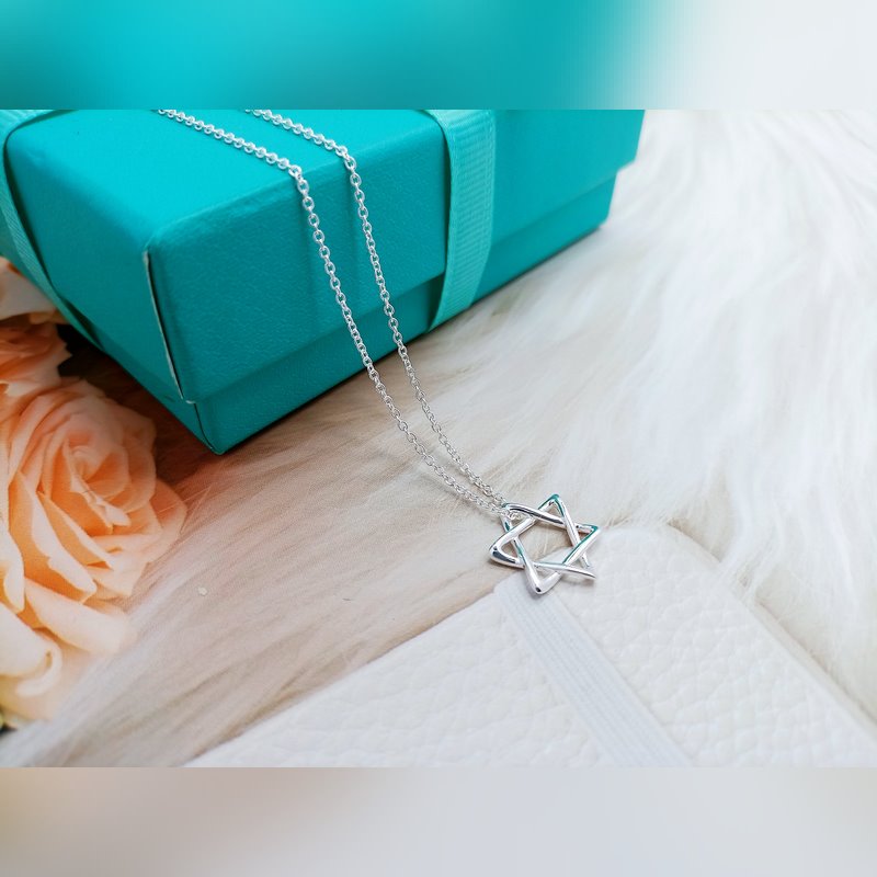 蒂芙尼六角繁星項鍊 材質：s925銀 顔色：白銀 鍊長45CM