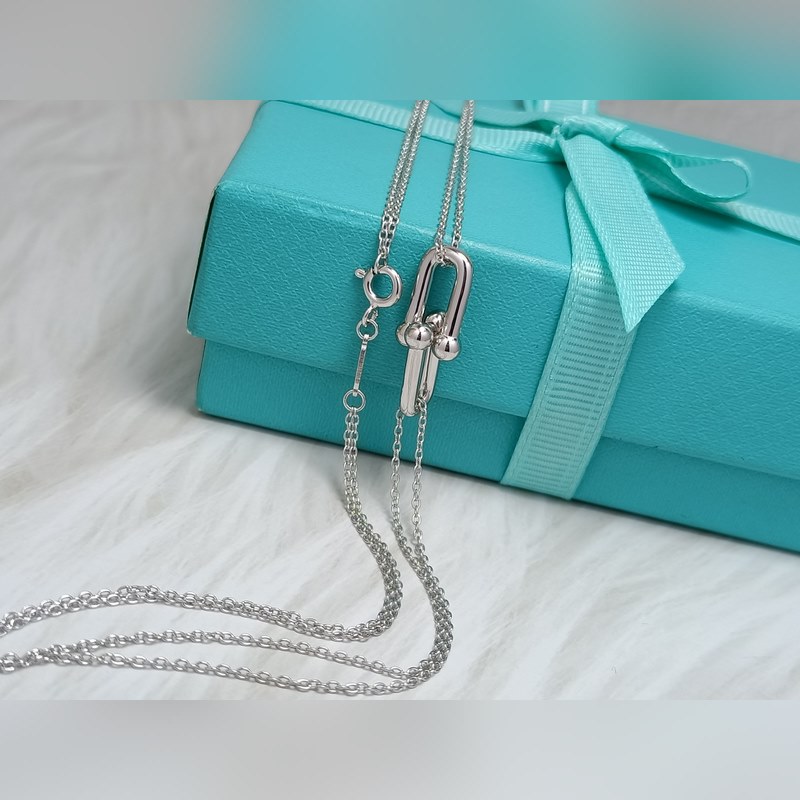 新款蒂芙尼 光面馬蹄項鍊 材質：s925銀 顔色：玫瑰金 ，白金 鍊長45CM