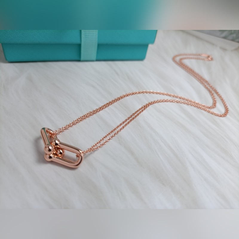 新款蒂芙尼 光面馬蹄項鍊 材質：s925銀 顔色：玫瑰金 ，白金 鍊長45CM