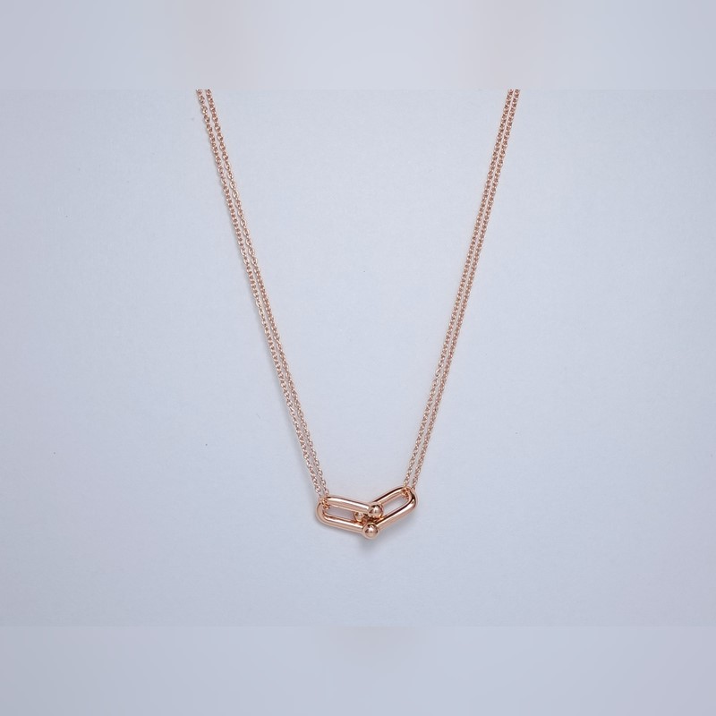 新款蒂芙尼 光面馬蹄項鍊 材質：s925銀 顔色：玫瑰金 ，白金 鍊長45CM