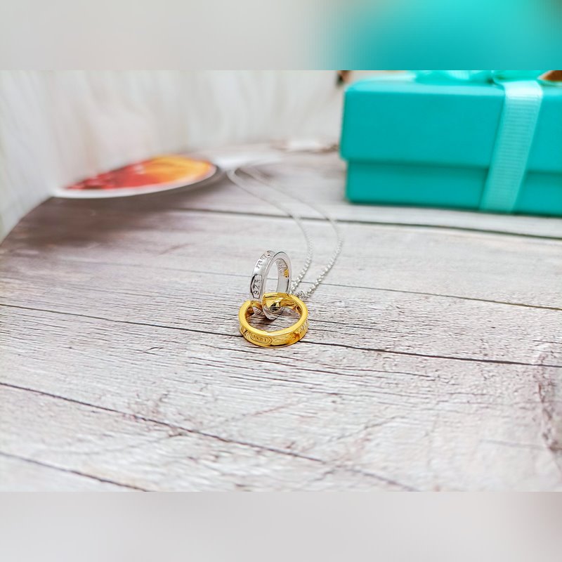 蒂芙尼 1837 扣環圈形項鍊 材質：s925銀 顔色：白金玫瑰分色電，白銀色，