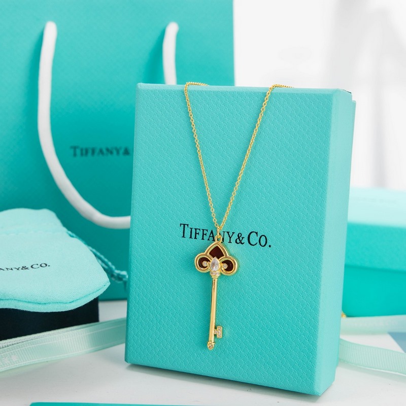 蒂芙尼 Tiffany 紅瑪瑙光身鑰匙項(xiàng)鍊 白金色 玫瑰金色 黃金色 長度：40