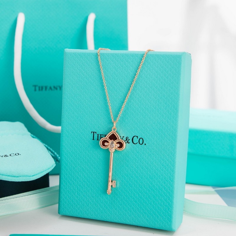 蒂芙尼 Tiffany 紅瑪瑙光身鑰匙項(xiàng)鍊 白金色 玫瑰金色 黃金色 長度：40