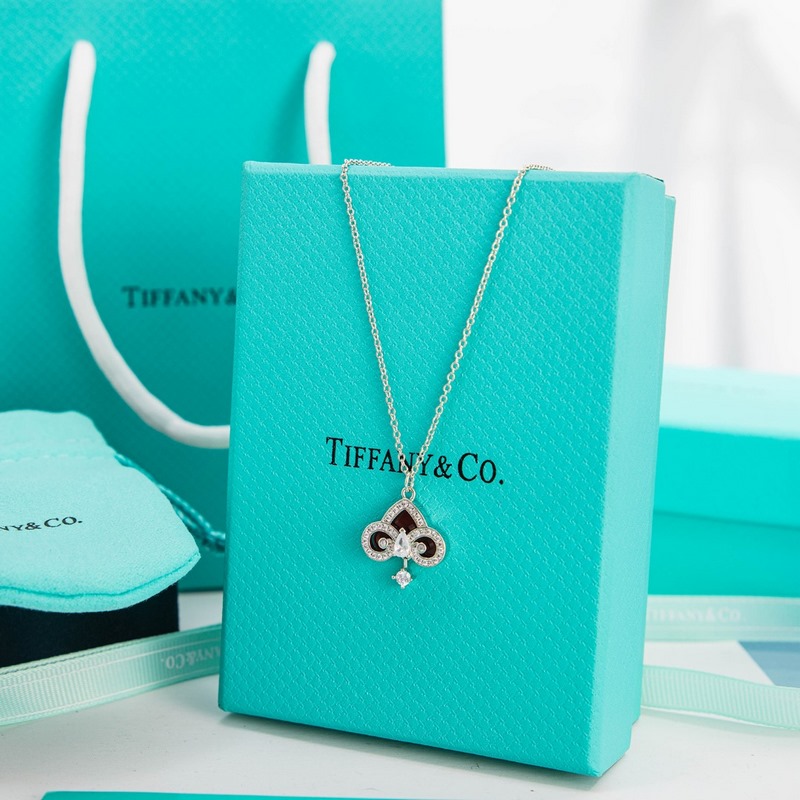 蒂芙尼 Tiffany 紅瑪瑙滿鑽鑰匙頭項鍊 白金色 玫瑰金色 黃金色 長度：4