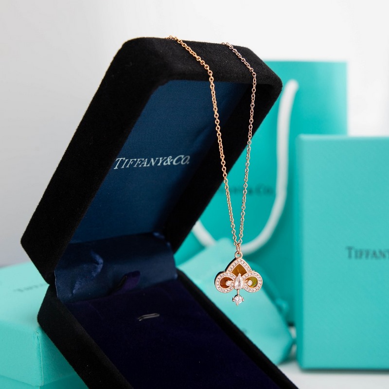 蒂芙尼 Tiffany 紅瑪瑙滿鑽鑰匙頭項鍊 白金色 玫瑰金色 黃金色 長度：4