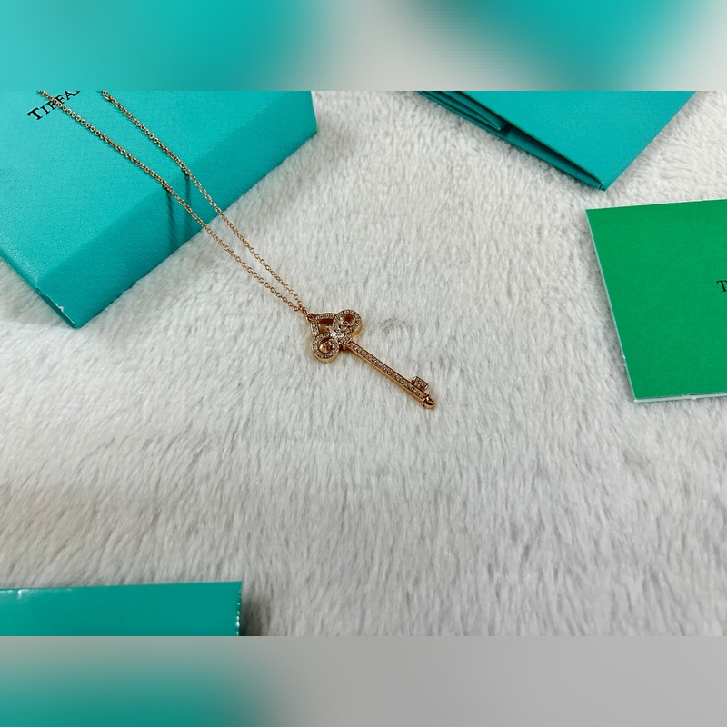 蒂芙尼 Tiffany 鳶尾花白貝鑰匙項鍊 長度：40+5CM 50+5CM