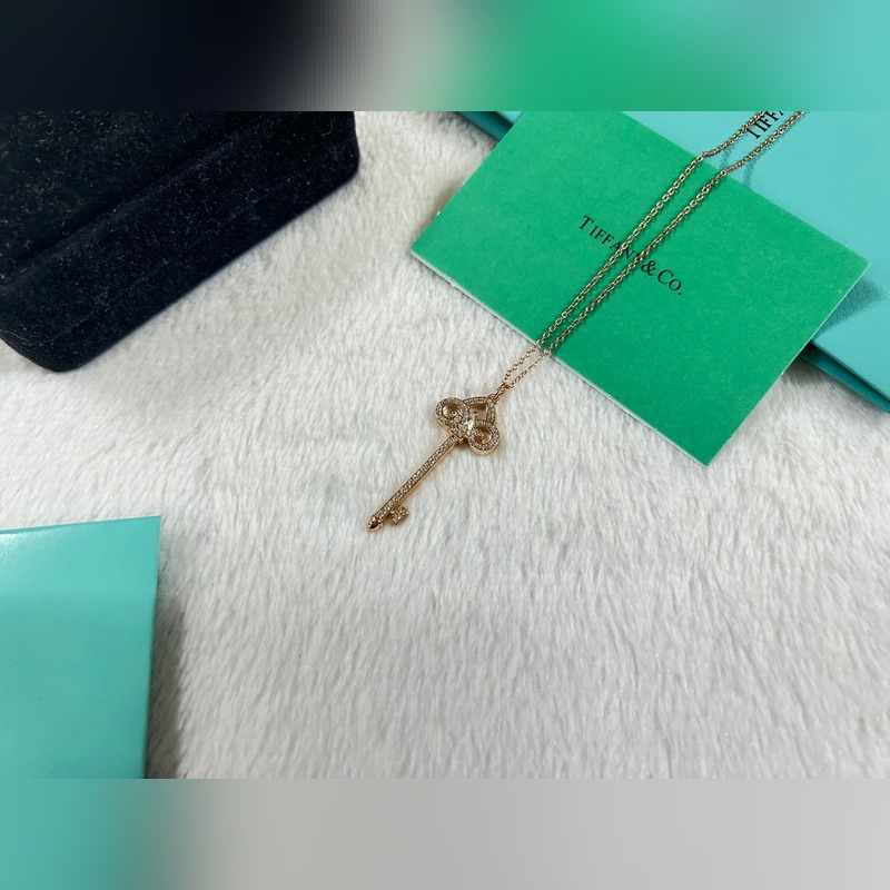 蒂芙尼 Tiffany 鳶尾花白貝鑰匙項鍊 長度：40+5CM 50+5CM