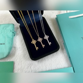 蒂芙尼 Tiffany 小號鑰匙粉鑽項鍊 黃金色 玫瑰金色 銀色 長度：40+5