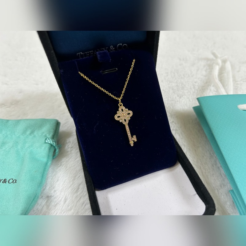 蒂芙尼 Tiffany 小號鑰匙粉鑽項鍊 黃金色 玫瑰金色 銀色 長度：40+5
